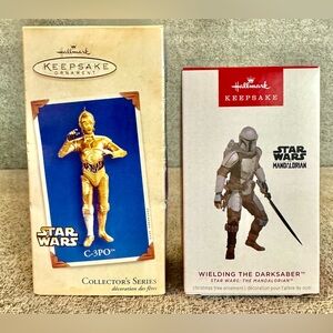 Lot 2 Hallmark Keepsake Star Wars
C-3PO & Mandalorian Christmas
Ornaments